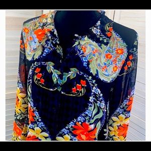 CAbi Amour Semi sheer floral paisley long sleeve style 3072